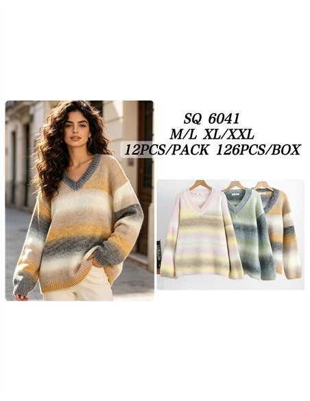 Jersey de punto degradado cuello pico