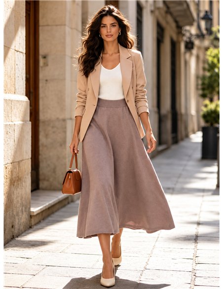 Falda midi de punto evasé