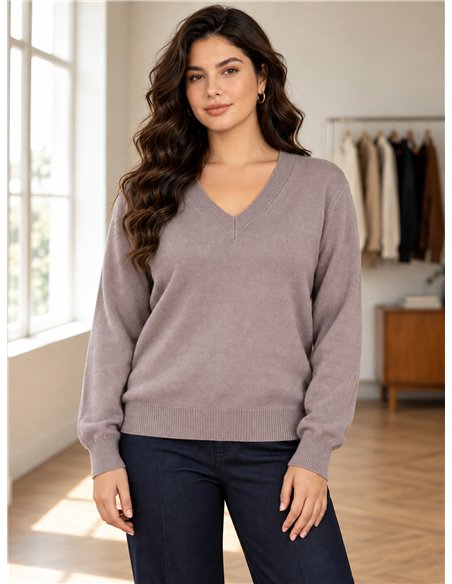 pull basique oversize à col en V