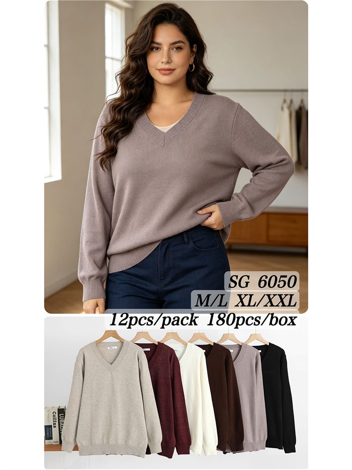 pull basique oversize à col en V