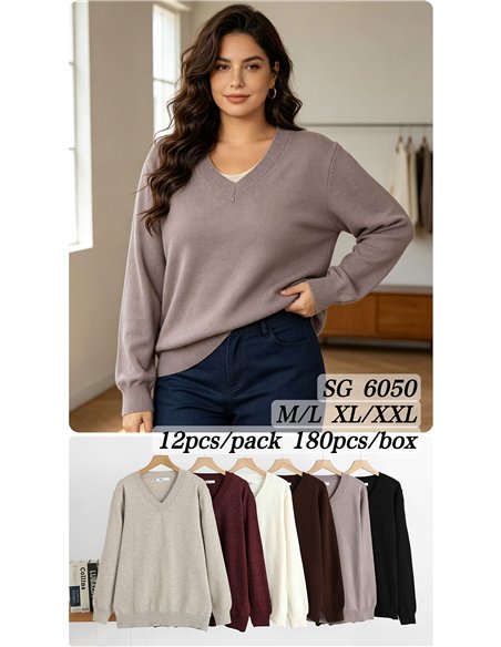pull basique oversize à col en V