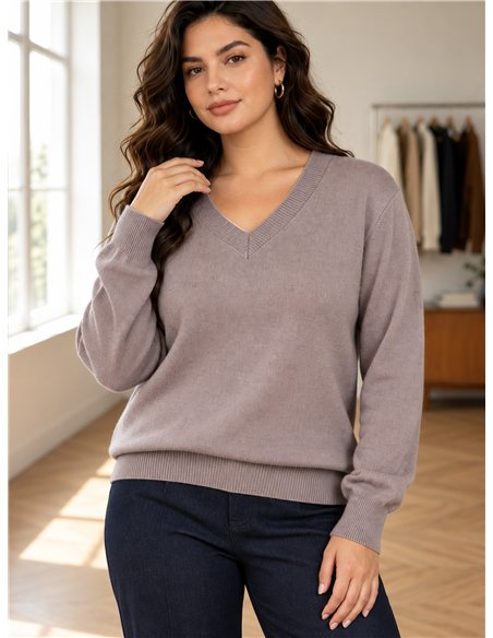 pull basique oversize à col en V