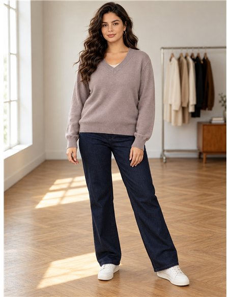 pull basique oversize à col en V