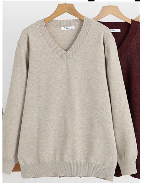 pull basique oversize à col en V