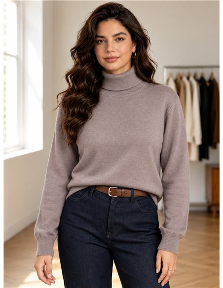 suéter básico de gola alta oversized