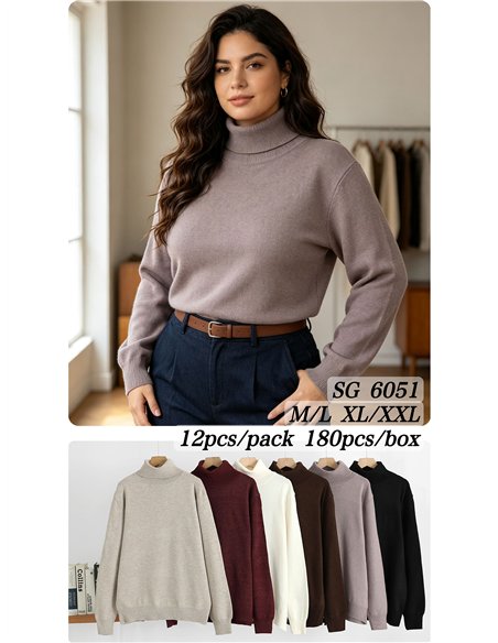 suéter básico de gola alta oversized