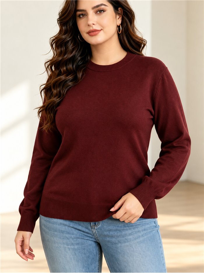 Weit gestrickter Pullover mit Rundhalsausschnitt