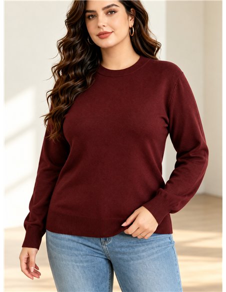 Weit gestrickter Pullover mit Rundhalsausschnitt