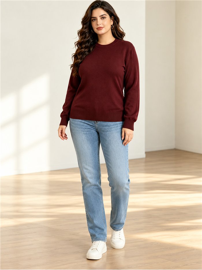 Weit gestrickter Pullover mit Rundhalsausschnitt