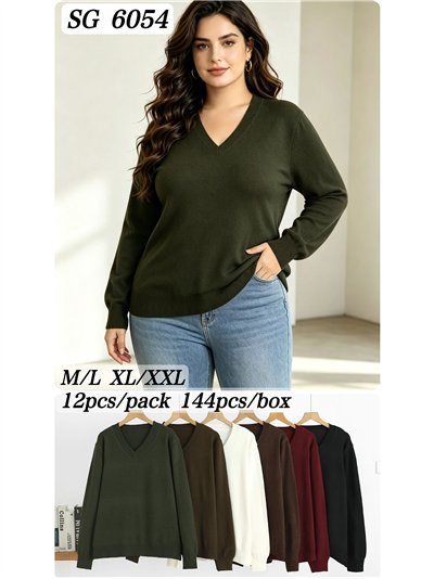 Pull en maille large à col en V 2