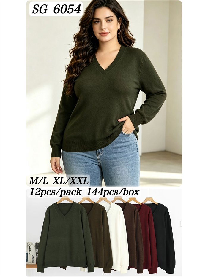 Pull en maille large à col en V