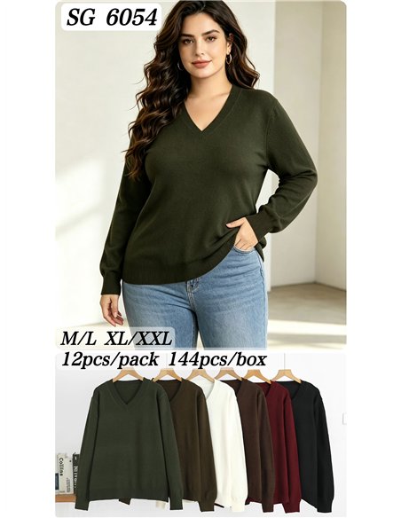 Pull en maille large à col en V