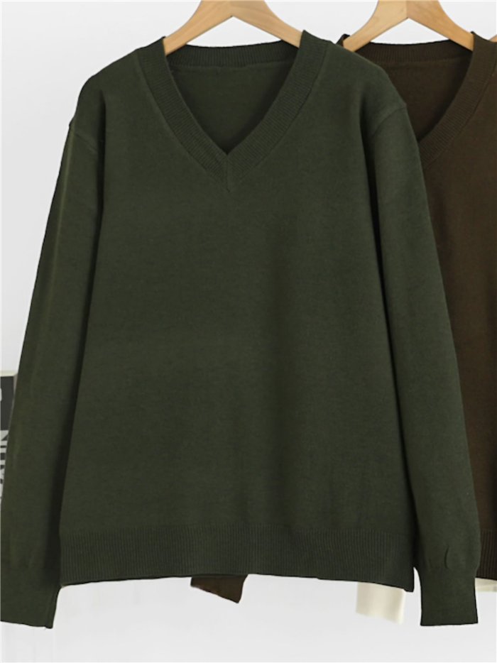 Pull en maille large à col en V