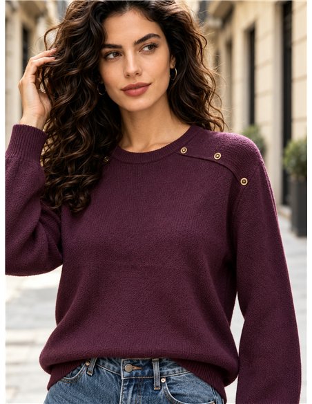 Jersey de punto con botones en hombro