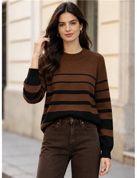 Pull en maille rayée bicolore