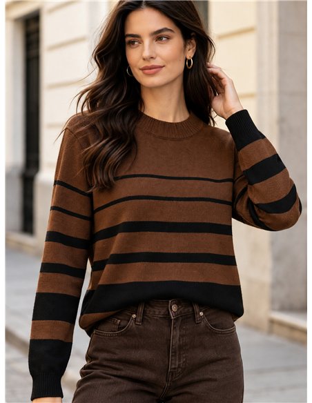 Pull en maille rayée bicolore