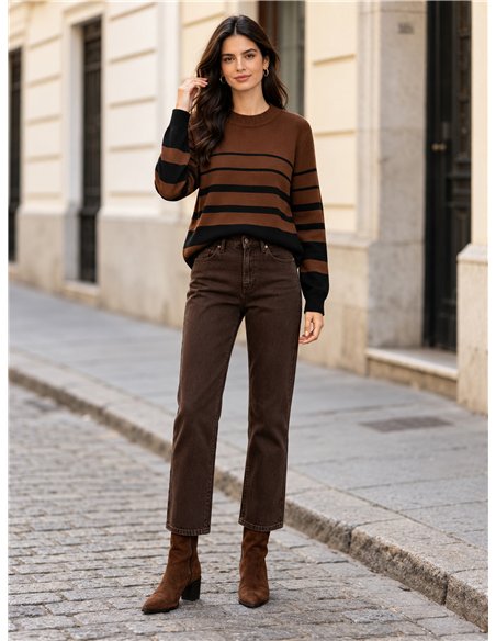 Pull en maille rayée bicolore