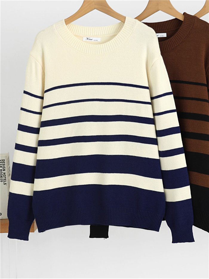 Pull en maille rayée bicolore