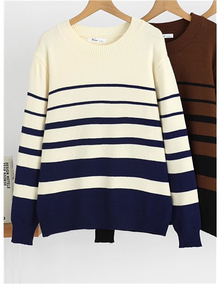 Pull en maille rayée bicolore