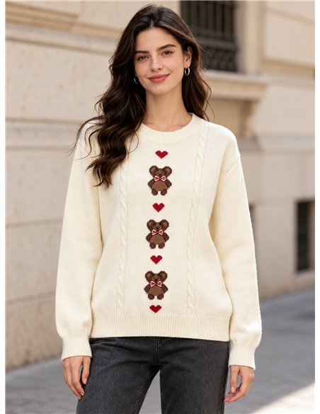 Strickpullover mit Teddybären