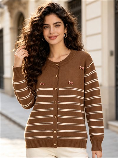 Chaqueta de punto rayas con lazos