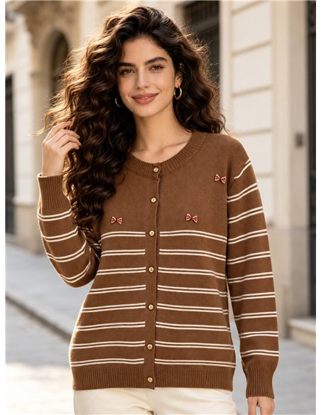Chaqueta de punto rayas con lazos