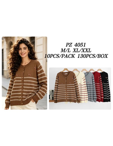 Chaqueta de punto rayas con lazos