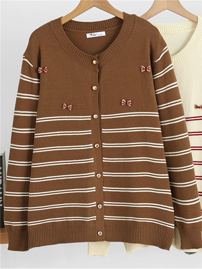 Chaqueta de punto rayas con lazos
