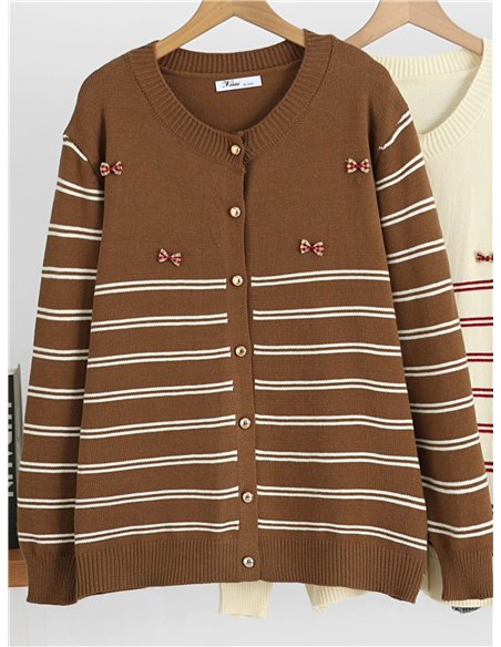 Chaqueta de punto rayas con lazos