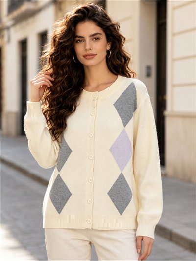 Argyle knit cardigan