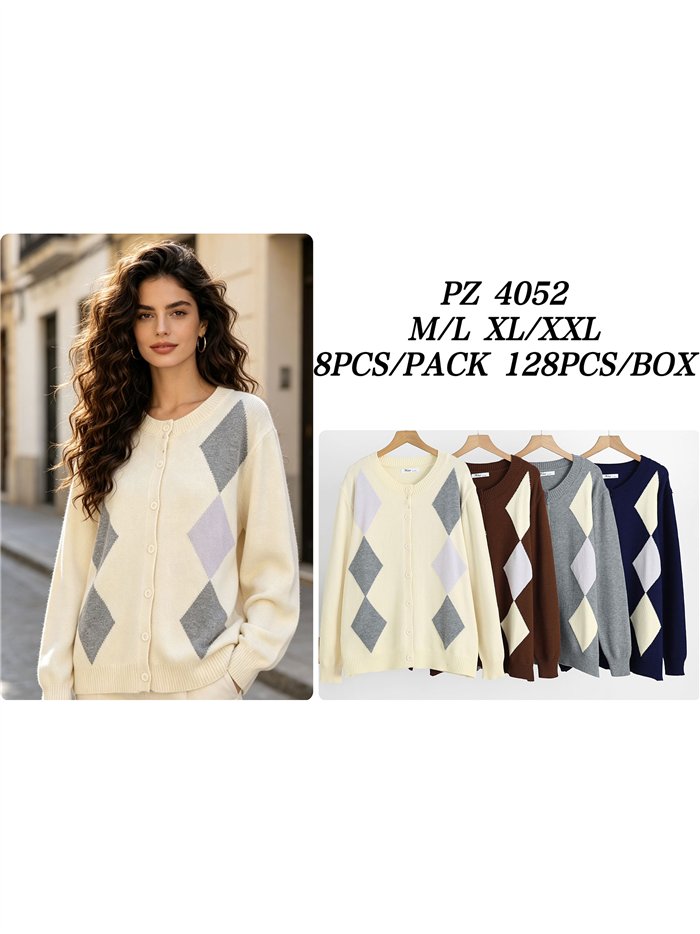 Argyle knit cardigan