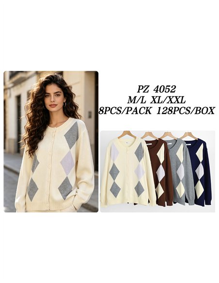 Argyle knit cardigan