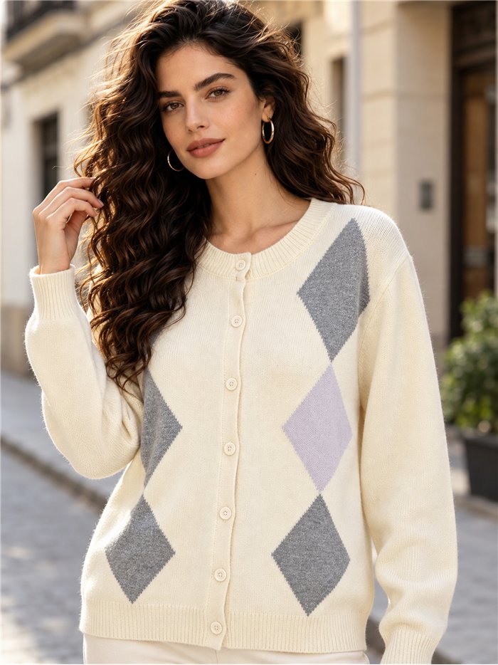 Argyle knit cardigan