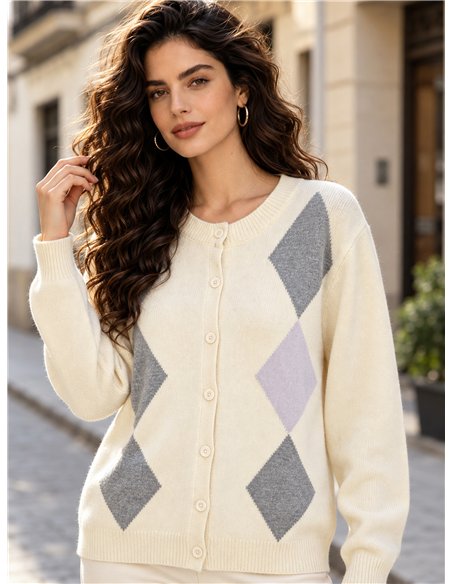 Argyle knit cardigan
