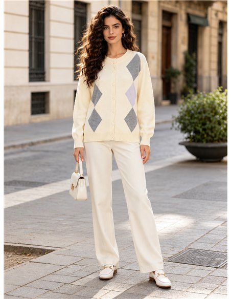 Argyle knit cardigan