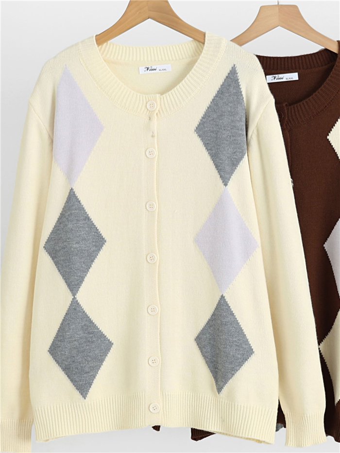 Argyle knit cardigan