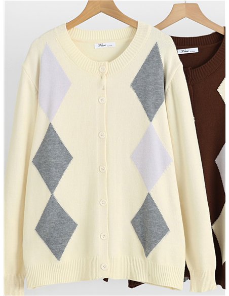 Argyle knit cardigan