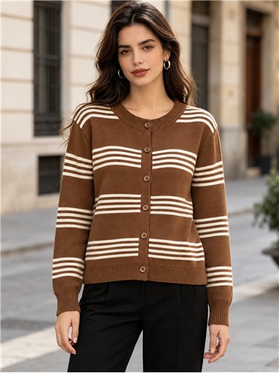 Horizontal stripe knit cardigan