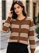 Horizontal stripe knit cardigan