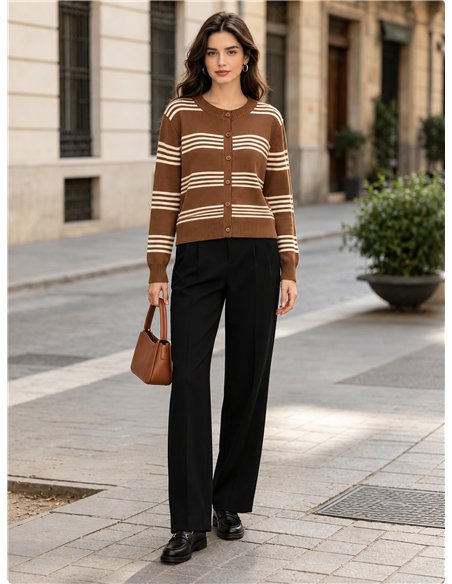 Horizontal stripe knit cardigan