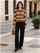 Horizontal stripe knit cardigan