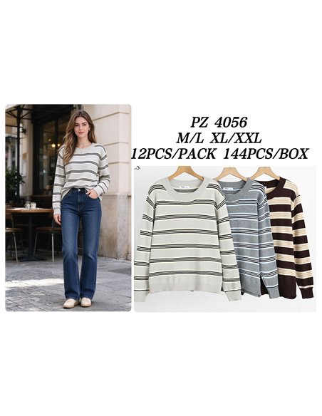 Fein gestreifter Strickpullover