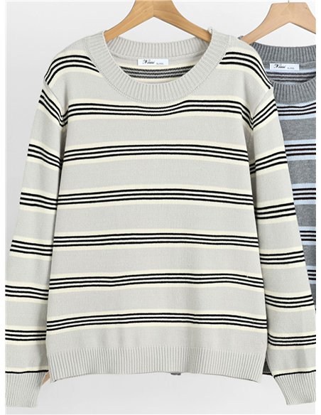 Fein gestreifter Strickpullover