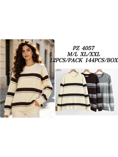 Pull en maille à larges rayures 2