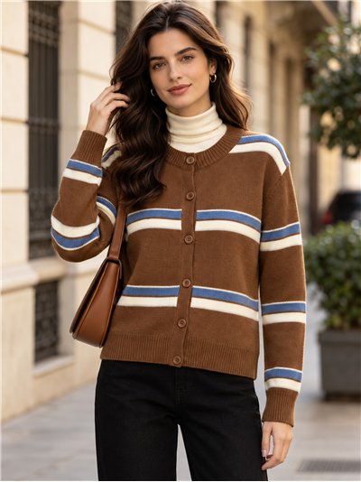 Chaqueta de punto rayas en contraste