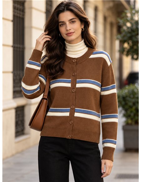Chaqueta de punto rayas en contraste