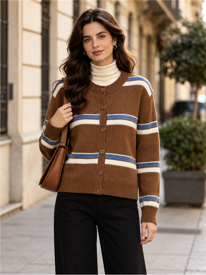 Chaqueta de punto rayas en contraste