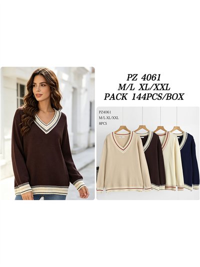 Jersey de punto cuello pico ribeteado 2