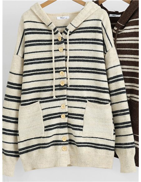 Chaqueta de punto con capucha rayas