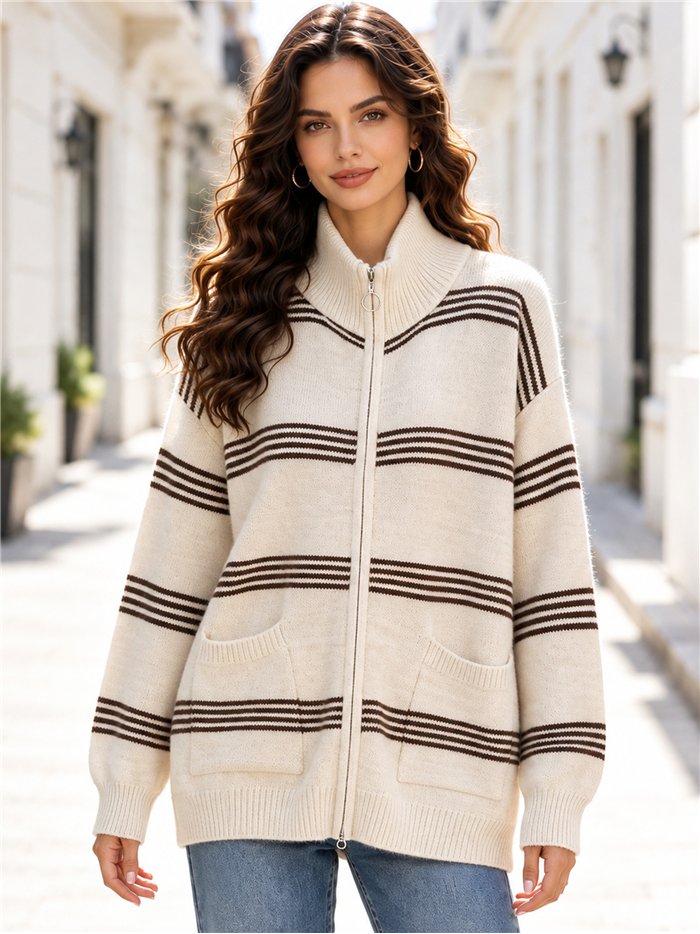 Giacca a maglia a righe oversize